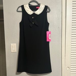 Betsy Johnson Black Sleeveless Dress with White Collar Size 10